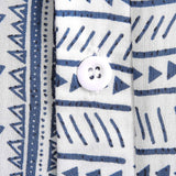 Tribal Geometric Print Half Placket Henley Collar Shirt