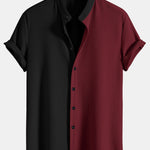 Two Tone Muscle Fit Ribbed Stand Collar Shirt & Ribbed Pants Set