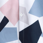 Geometric Print Shirt with Pocket & Short Length Swim Shorts Set