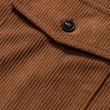 Short Sleeve Patch Pockets Corduroy Shirt