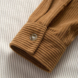 Relax Fit Colorblock Corduroy Hooded Shirt