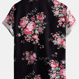 Two Tone Rose Print Button Up Shirt