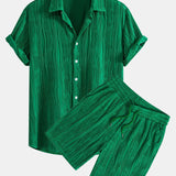 Wave Textured Shirt & Shorts Set