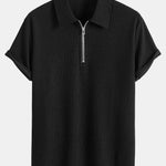Muscle Fit Ribbed Half Zip Polo & Shorts Set