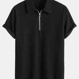 Muscle Fit Ribbed Half Zip Polo & Shorts Set