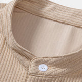 Muscle Fit Stand Collar Ribbed Shirt