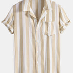 Striped Cuban Collar Shirt & Swim Shorts Set