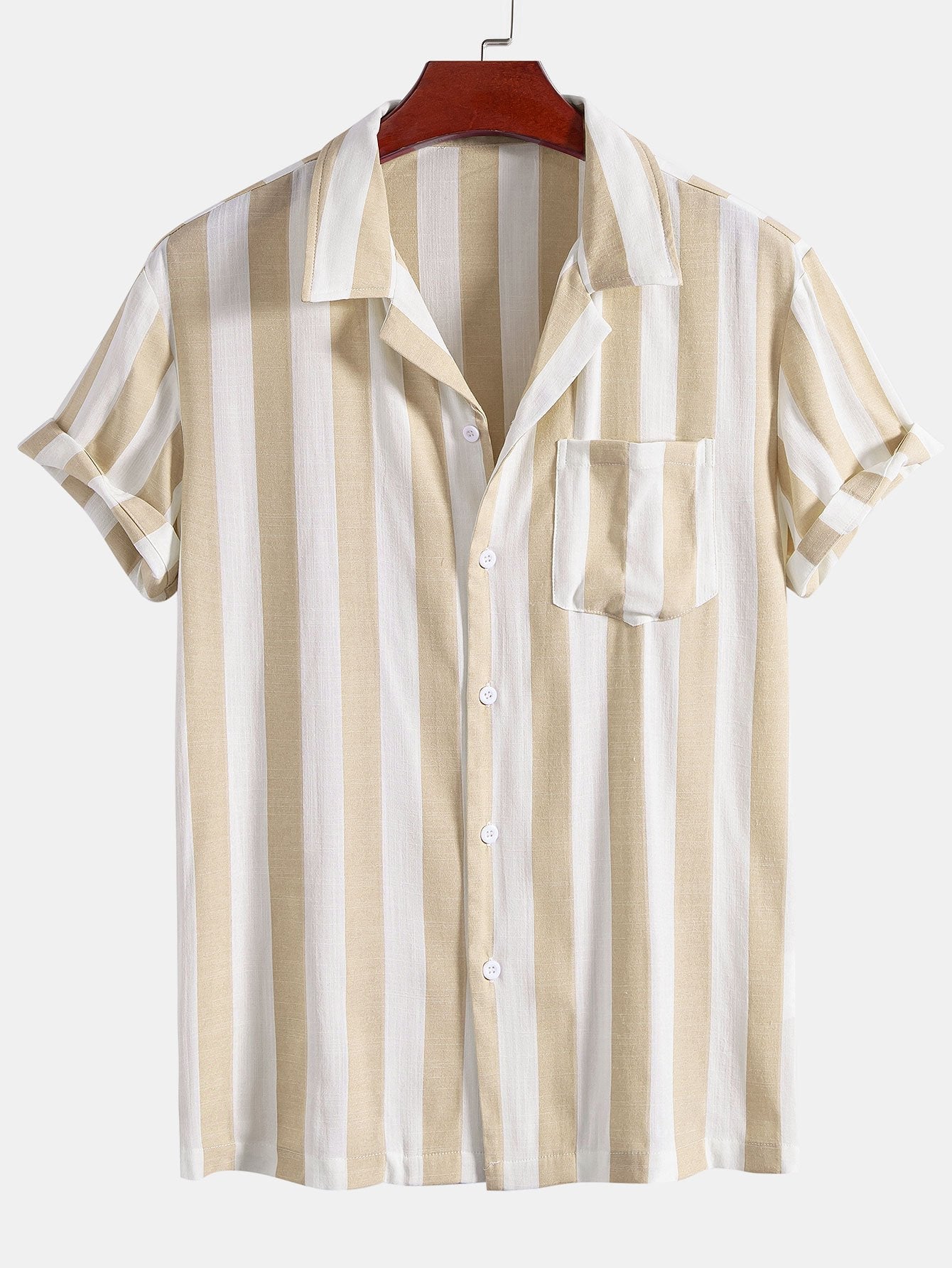 Striped Cuban Collar Shirt & Swim Shorts Set