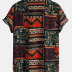 Floral Geometric Patchwork Print Cotton Shirt & Linen Cotton Blend Shorts Set