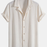 Short Sleeve Waffle Cuban Shirt & Straight Leg Linen Pants Set