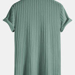 Muscle Fit Stand Collar Knitted Ribbed Shirt