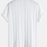 Geometric Jacquard Textured Cuban Shirt