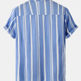 Stripe Print Shirt & Swim Shorts Set