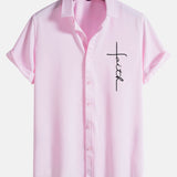 Faith Letter Print Button Up Shirt