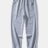 Contrast Waffle Hooded Shirt & Drawstring Waffle Jogger Pants Set