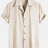 Textured Cotton Revere Shirt & 5" Shorts Set
