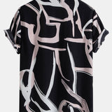 Abstract Print Button Up Shirt