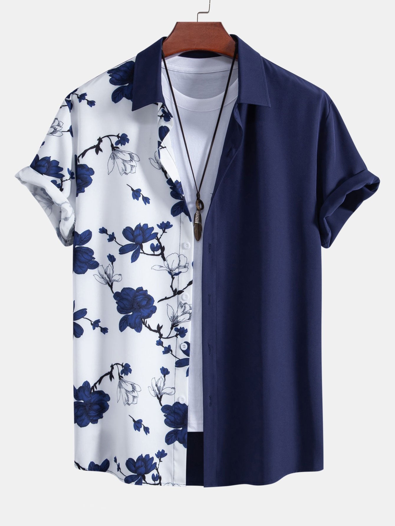 Floral Patchwork Print Shirt & Swim Shorts Set