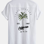 California Palm Tree Print Linen Cotton Shirt & Swim Shorts Set