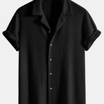 Short Sleeve Knitted Waffle Cuban Shirt