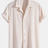 Knitted Geometric Rhombus Jacquard Cuban Shirt