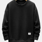 2 in 1 Waffle Crew Neck Sweatshirt & Drawstring Waffle Jogger Pants Set