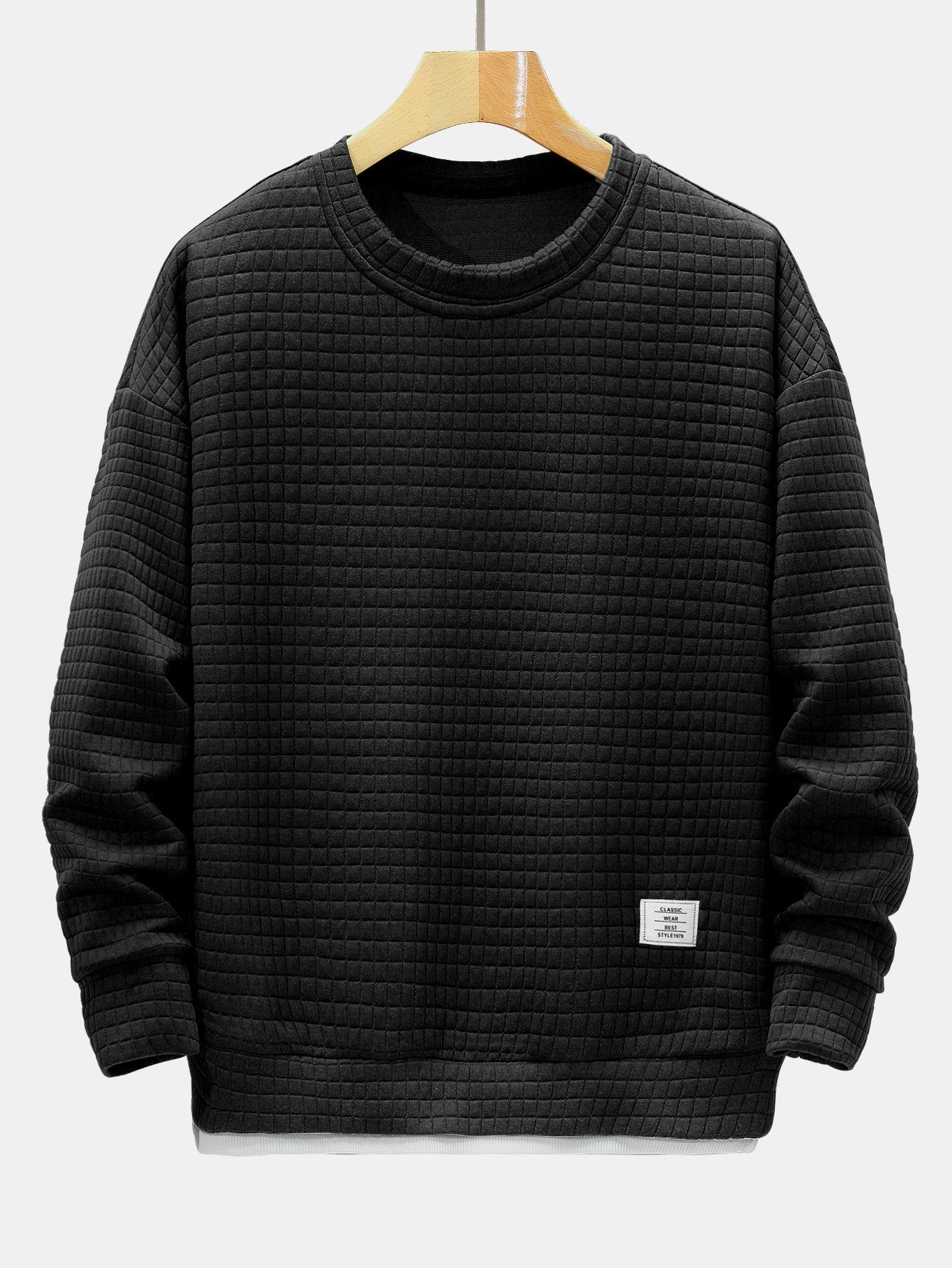 2 in 1 Waffle Crew Neck Sweatshirt & Drawstring Waffle Jogger Pants Set