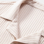 Short Sleeve Knitted Waffle Cuban Shirt & Straight Leg Linen Pants Set