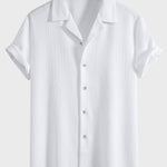 Short Sleeve Geometry Textured Cuban Shirt