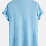 Muscle Fit Texture Ribbed Stand Collar Shirt