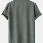 Short Sleeve Linen Henley Shirt