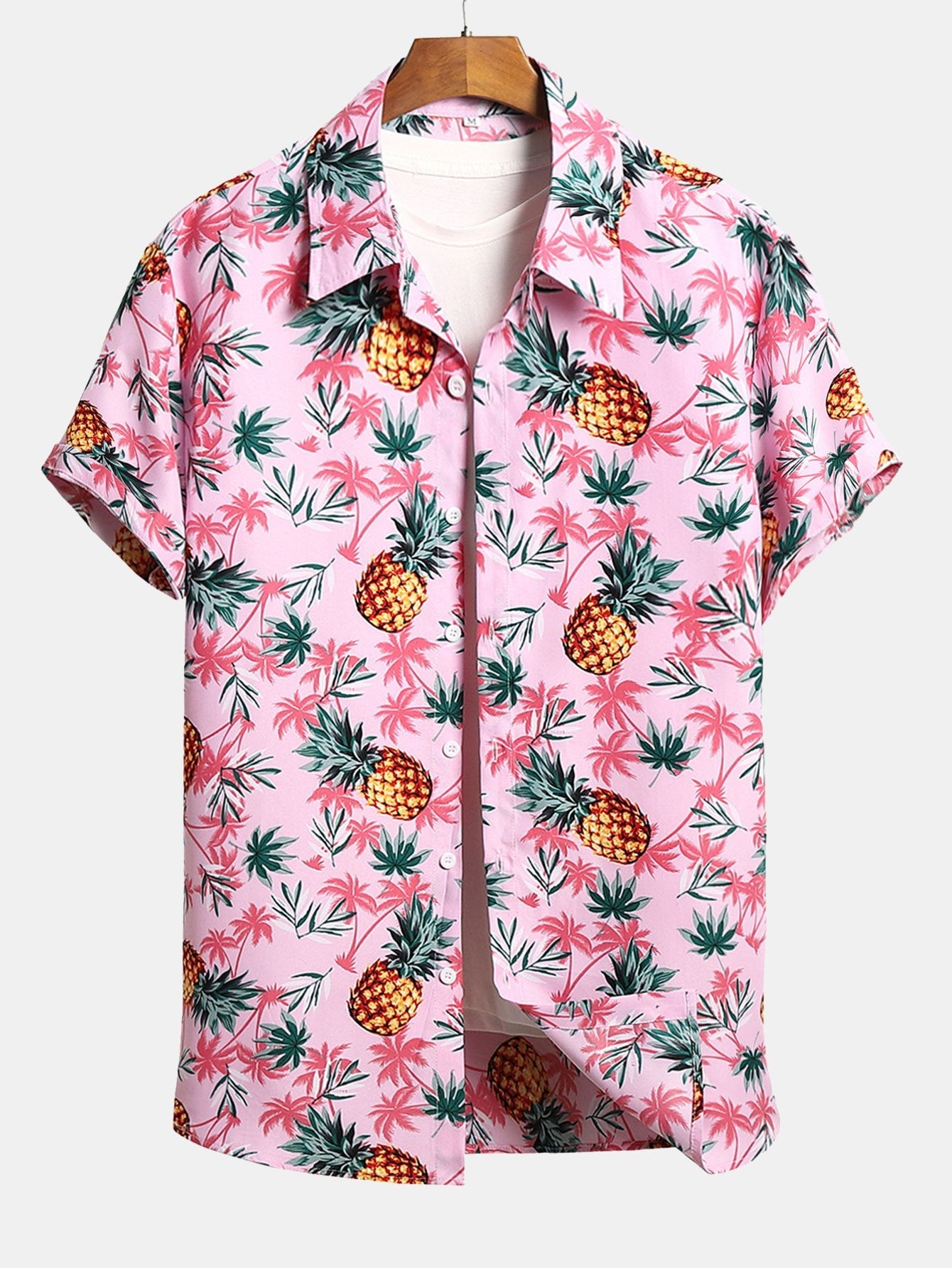 Pineapple Palm Tree Print Button Up Shirt