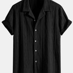 Knitted Geometric Rhombus Jacquard Cuban Shirt