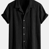 Knitted Geometric Rhombus Jacquard Cuban Shirt