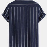 Cotton Blend Striped Cuban Shirt