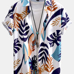 Colorful Leaf Print Shirt & Swim Shorts Set