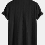 Knitted Geometric Rhombus Jacquard Button Up Shirt