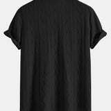 Knitted Geometric Rhombus Jacquard Button Up Shirt