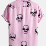 Skull Print Button Up Shirt
