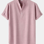 Short Sleeve Linen Henley Shirt