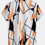 Color Block Abstract Print Button Up Shirt
