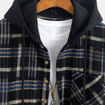Relax Fit Heavy Weight Flannel Plaid Hooded Shirt