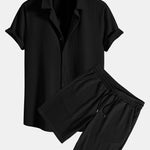 Muscle Fit Ribbed Shirt & Shorts Set