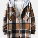 Long Sleeve Hooded Flannel Plaid Overshirt