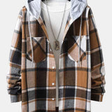 Long Sleeve Hooded Flannel Plaid Overshirt
