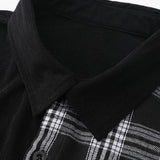 Plaid Corduroy Patchwork Button Up Shirt