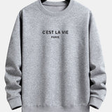 Paris Slogan Print Relax Fit Crew Neck Sweatshirt & Jogging Pants Set