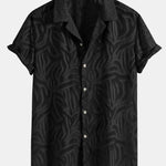 Jacquard Texture Cuban Shirt & Straight Leg Linen Pants Set