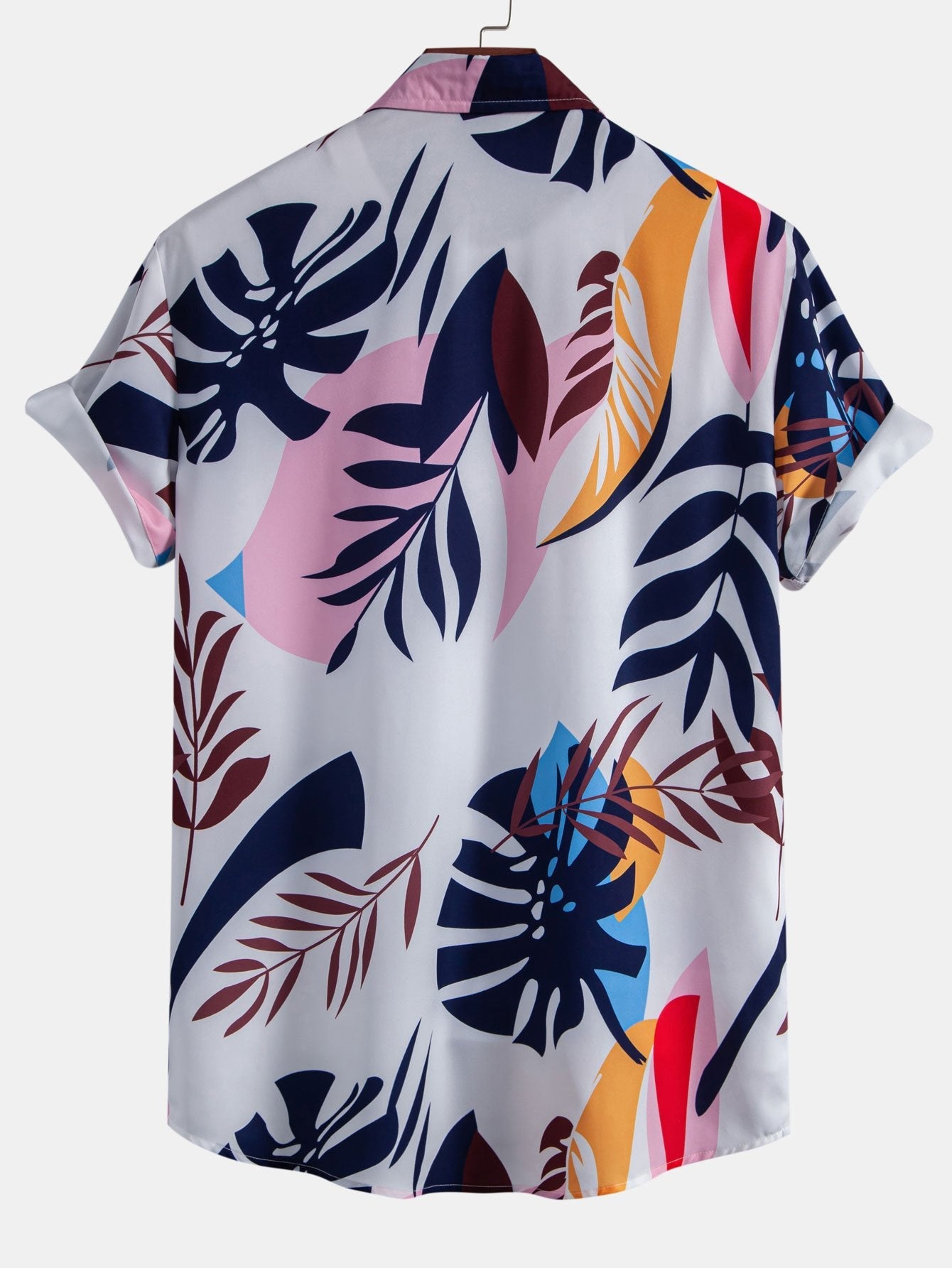 Leaf Color Block Print Button Up Shirt