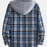 Long Sleeve Hooded Plaid Button Up Shirt